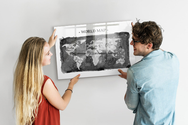 Magnetyczna tablica do rysowania Mapa świata z miejscami do zdjęć