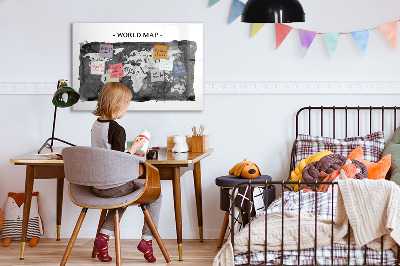 Magnetyczna tablica do rysowania Mapa świata z miejscami do zdjęć