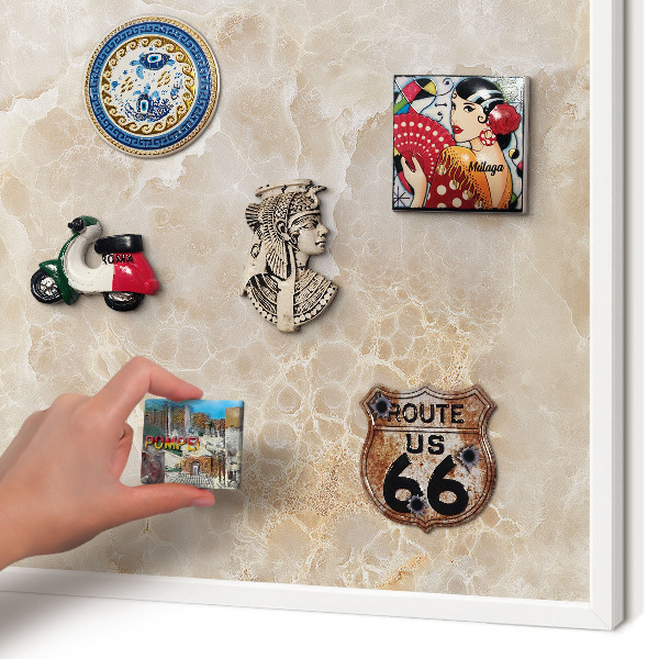Tablica do magnesów w białej ramie Kremowy marmur
