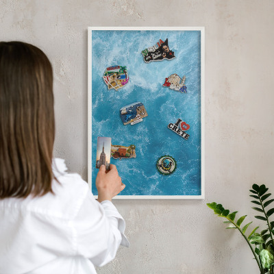 Tablica magnetyczna na magnesy biała rama Oceaniczne fale