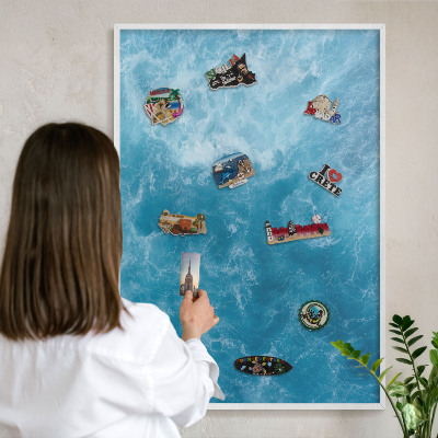 Tablica magnetyczna na magnesy biała rama Oceaniczne fale