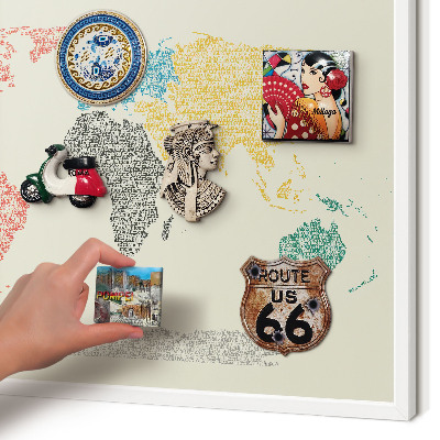 Tablica magnetyczna na magnesy biała rama Mapa świata