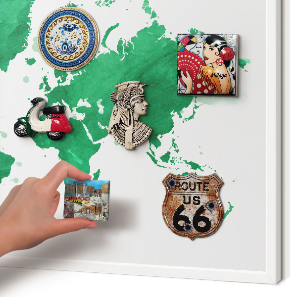 Tablica magnetyczna na magnesy biała rama Zielona mapa