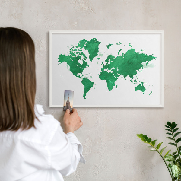 Tablica magnetyczna na magnesy biała rama Zielona mapa