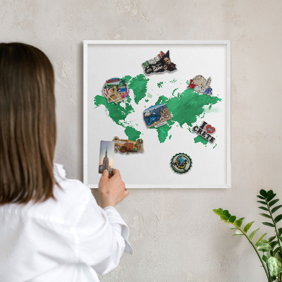 Tablica magnetyczna na magnesy biała rama Zielona mapa