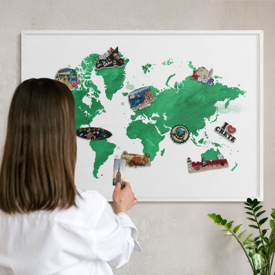 Tablica magnetyczna na magnesy biała rama Zielona mapa
