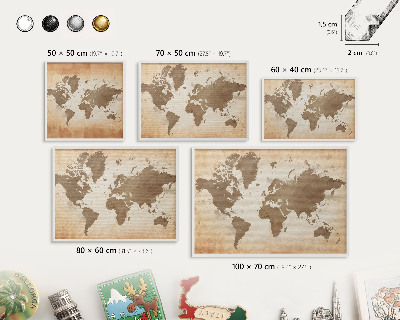 Tablica magnetyczna na magnesy biała rama Mapa świata