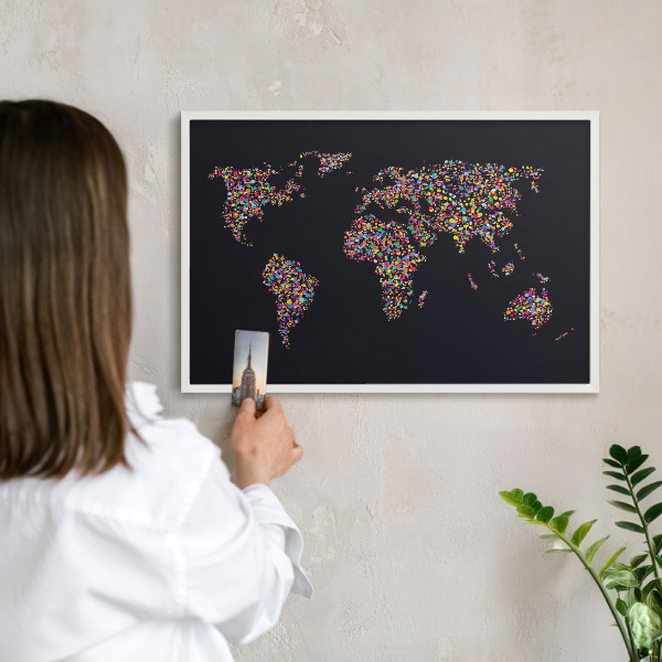 Tablica magnetyczna na magnesy biała rama Kolorowa mapa