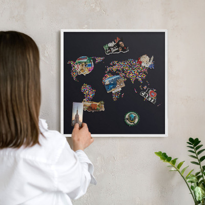 Tablica magnetyczna na magnesy biała rama Kolorowa mapa
