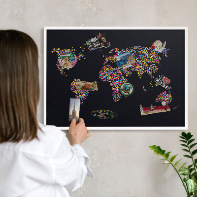 Tablica magnetyczna na magnesy biała rama Kolorowa mapa