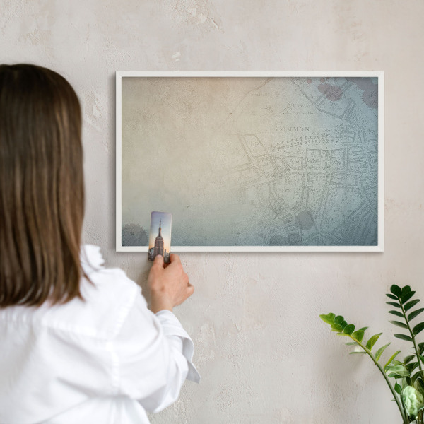 Tablica na magnesy z podróży biała rama Stara mapa