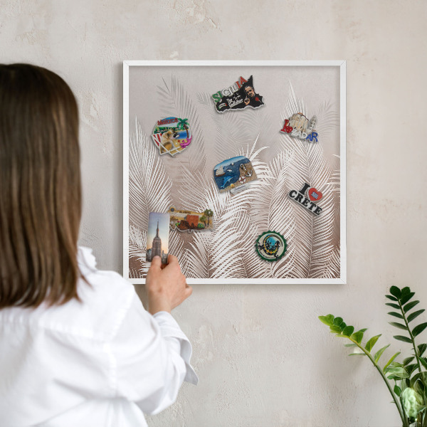 Tablica magnetyczna na magnesy biała rama Liście natura