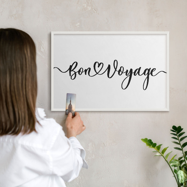 Tablica magnetyczna na magnesy biała rama Bon Voyage
