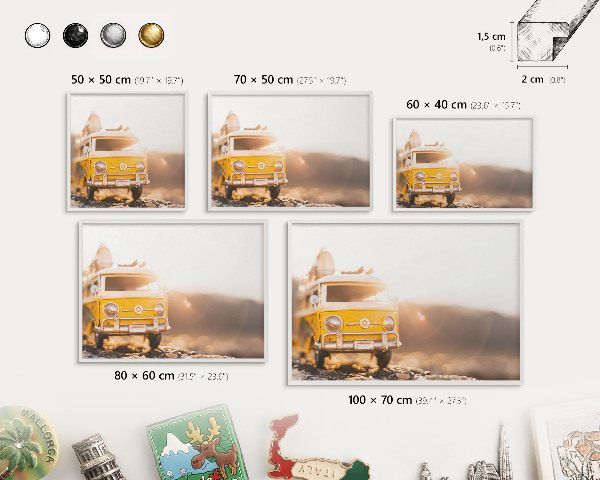 Tablica do magnesów w białej ramie Retro podróże