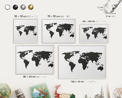 Tablica na magnesy z podróży biała rama Mapa świata