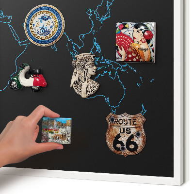 Tablica magnetyczna na magnesy biała rama Mapa świata
