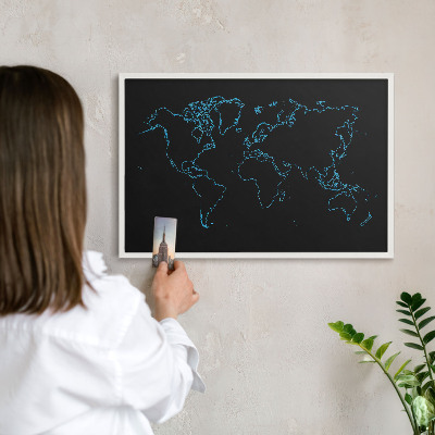 Tablica magnetyczna na magnesy biała rama Mapa świata