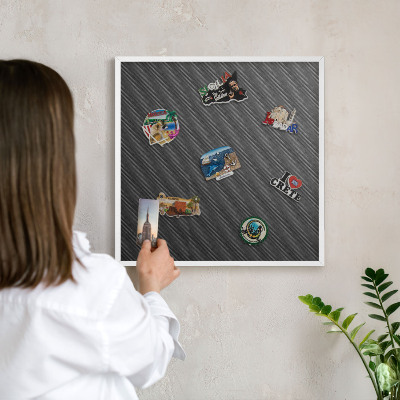 Tablica na magnesy z podróży biała rama Geometryczna tekstura