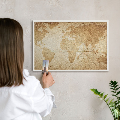 Tablica magnetyczna na magnesy biała rama Stara mapa