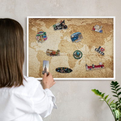 Tablica magnetyczna na magnesy biała rama Stara mapa
