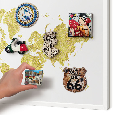 Tablica magnetyczna na magnesy biała rama Mapa świata