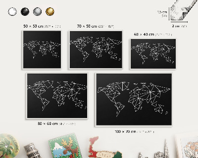 Tablica do magnesów w białej ramie Mapa świata