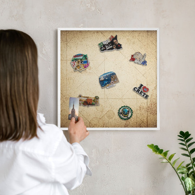 Tablica magnetyczna na magnesy biała rama Antyczna mapa