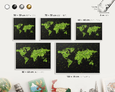 Tablica na magnesy z podróży biała rama Zielona mapa