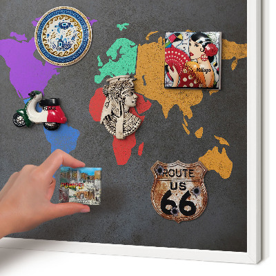 Tablica magnetyczna na magnesy biała rama Kolorowa mapa