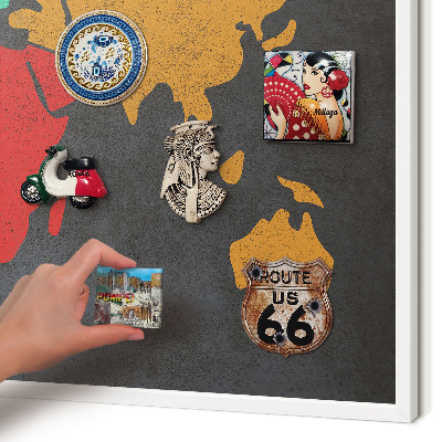 Tablica magnetyczna na magnesy biała rama Kolorowa mapa
