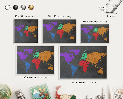 Tablica magnetyczna na magnesy biała rama Kolorowa mapa