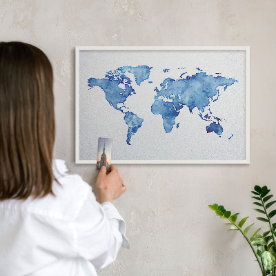 Tablica magnetyczna na magnesy biała rama Akwarelowa mapa