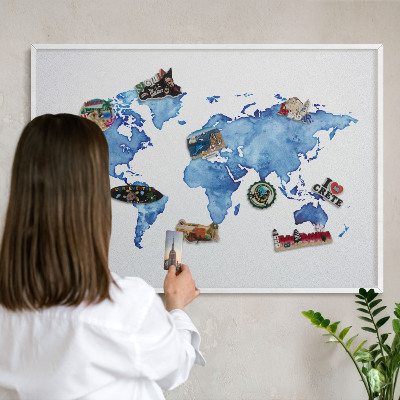 Tablica magnetyczna na magnesy biała rama Akwarelowa mapa