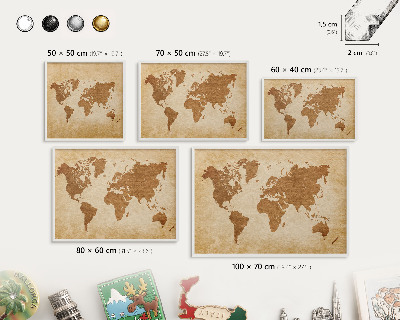 Tablica na magnesy z podróży biała rama Mapa vintage