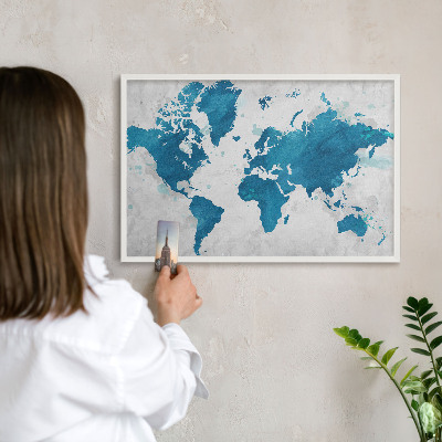 Tablica magnetyczna na magnesy biała rama Mapa akwarela