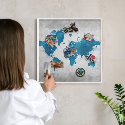 Tablica magnetyczna na magnesy biała rama Mapa akwarela