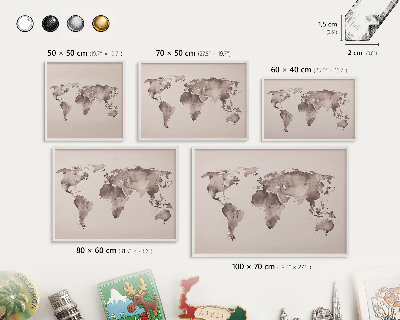 Tablica magnetyczna na magnesy biała rama Mapa świata