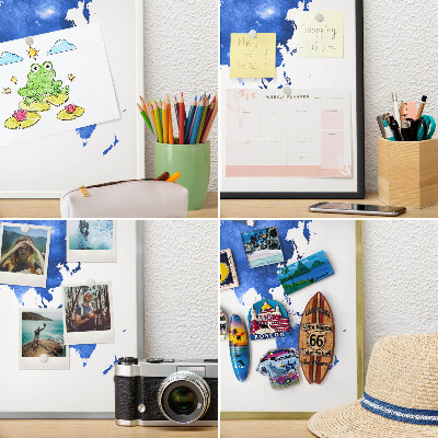 Tablica na magnesy z podróży biała rama Mapa świata