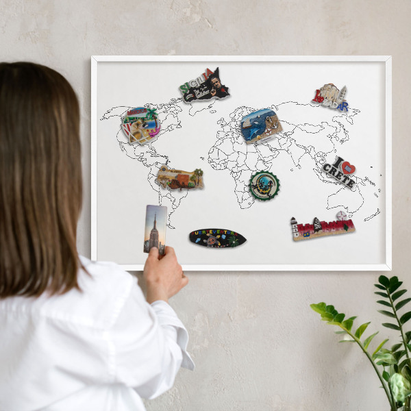 Tablica magnetyczna na magnesy biała rama Mapa konturowa