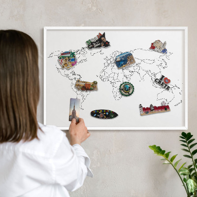 Tablica magnetyczna na magnesy biała rama Mapa konturowa