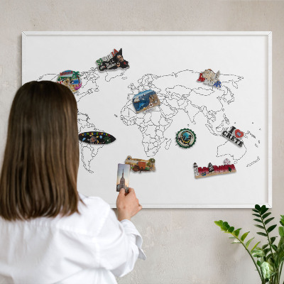 Tablica magnetyczna na magnesy biała rama Mapa konturowa