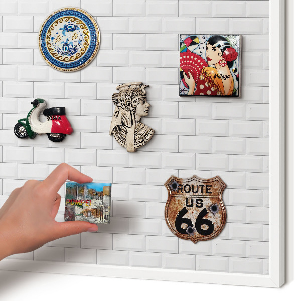 Tablica magnetyczna na magnesy biała rama Białe cegły
