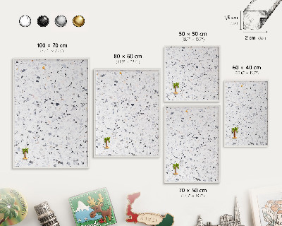 Tablica do magnesów w białej ramie Terrazzo styl