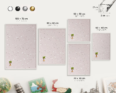 Tablica na magnesy z podróży biała rama Nowoczesne terrazzo