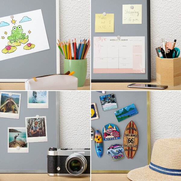 Tablica do magnesów w białej ramie Delikatna szarość