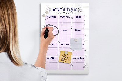 Magnetyczna tablica do rysowania Kalendarz urodzin z miejscem na zdjęcia