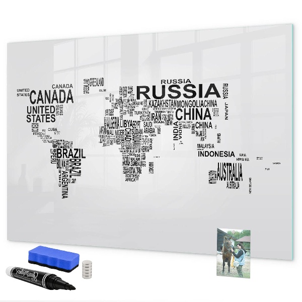Tablica magnetyczna z pisakiem Mapa świata z miejscami i zdjęciami