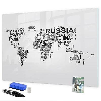 Tablica magnetyczna z pisakiem Mapa świata z miejscami i zdjęciami