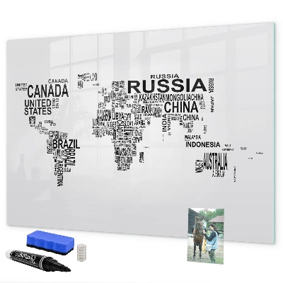 Tablica magnetyczna z pisakiem Mapa świata z miejscami i zdjęciami