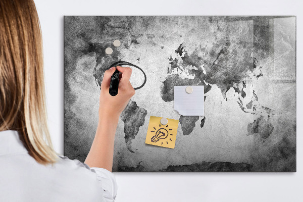 Tablica do rysowania magnetyczna Mapa świata z osobistymi zdjęciami